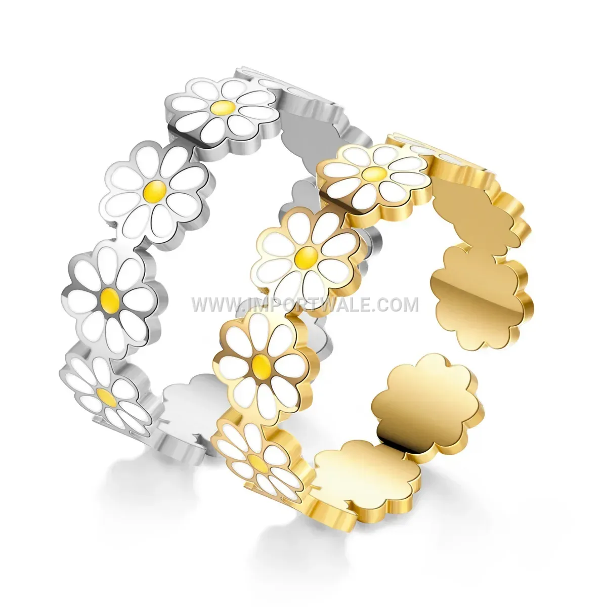 Open Floral Daisy Cutout Stainless Steel Ring