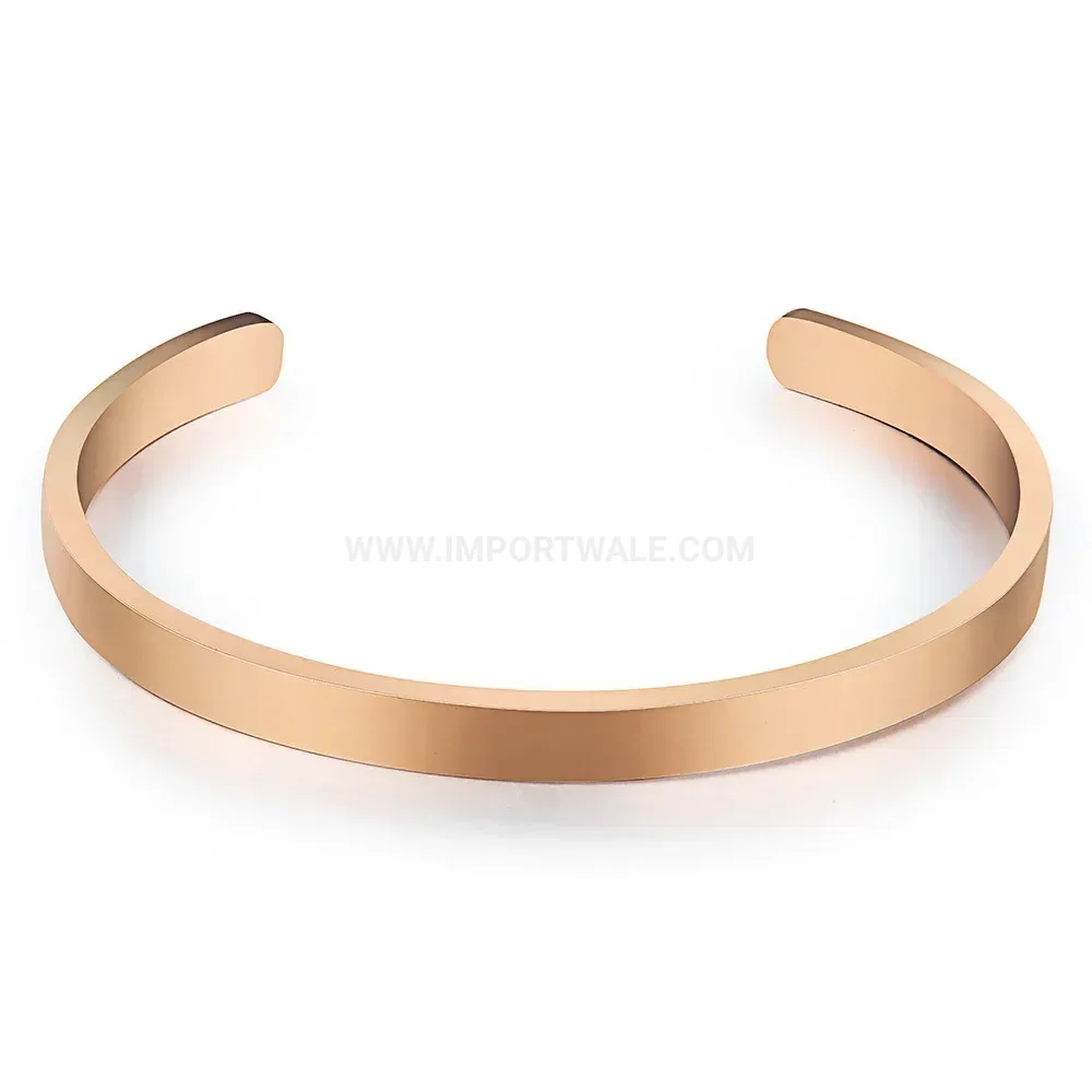 Designer Polished C-Shape Stainless Steel Open Cuff Bracelet