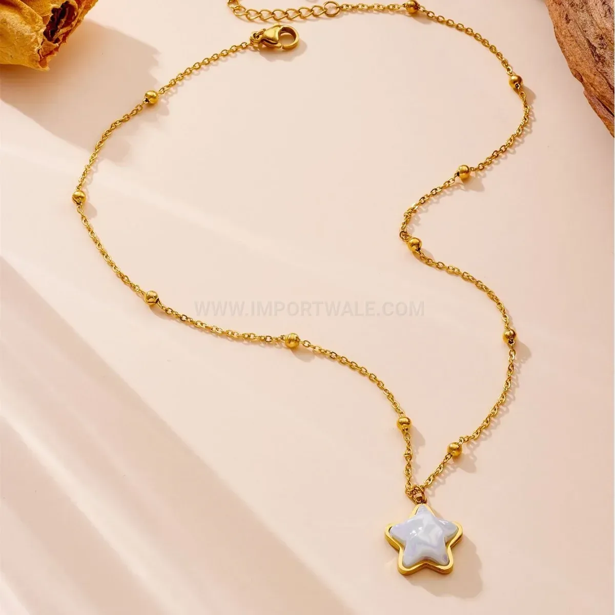 Stylish Minimalist Gold Plated Stainless Steel Star Shell Pendant Necklace