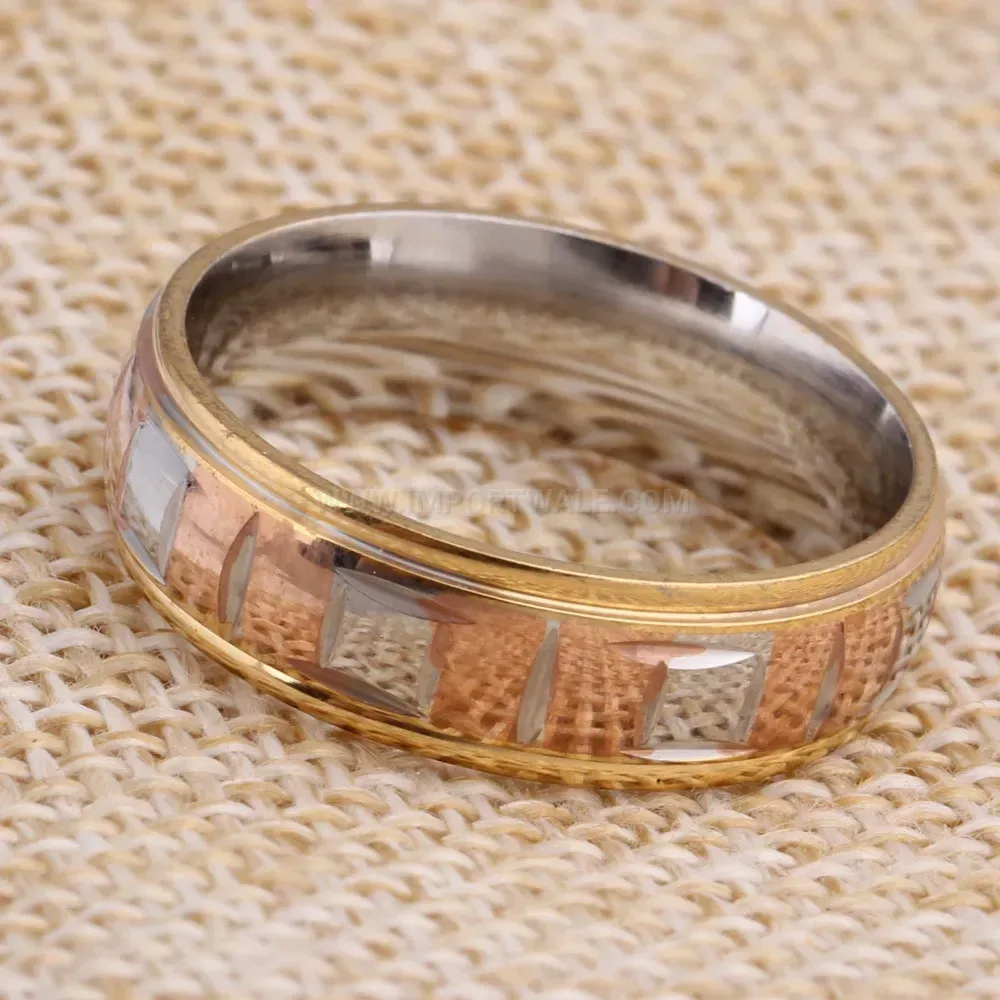 Chic Two-Tone Two-Piece Minimalist Stainless Steel Band Ring