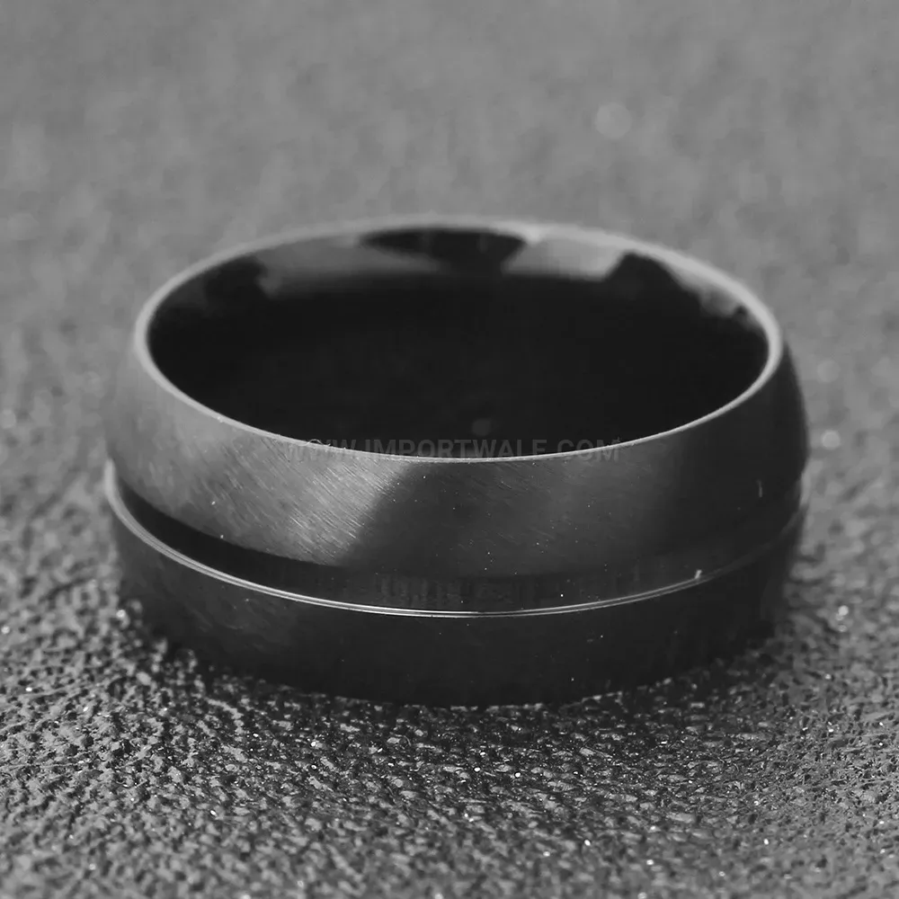 Designer Brushed Black Stainless Steel Vintage Heart Ring