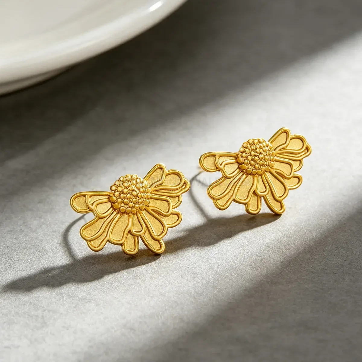 Sculptural Floral Stainless Steel Stud Earrings for Women