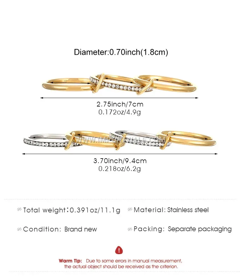 Multi Layer Gold Plated Stainless Steel Stacking Ring
