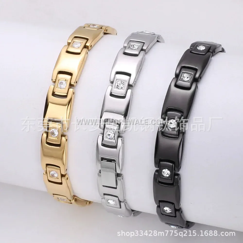 Geometric Pyramid Stainless Steel Magnetic Therapy Bracelet