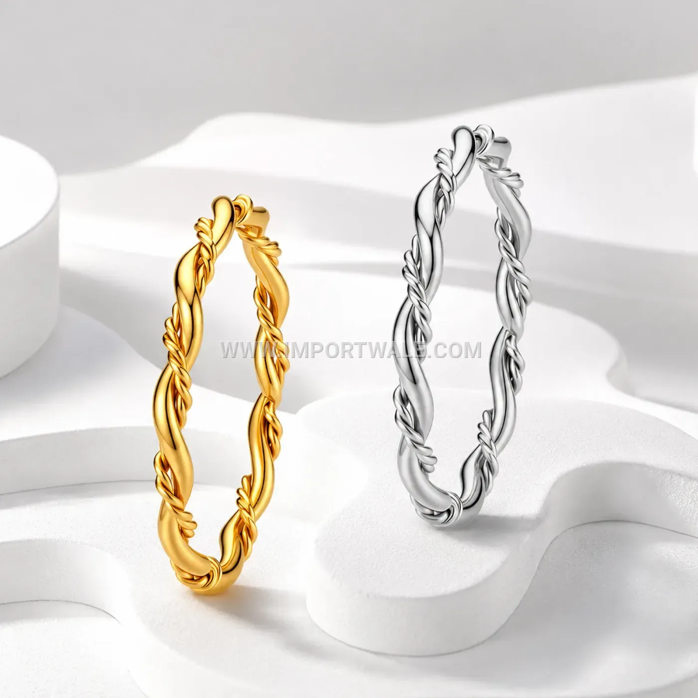 Slender Twisted Braided Stainless Steel Band Ring