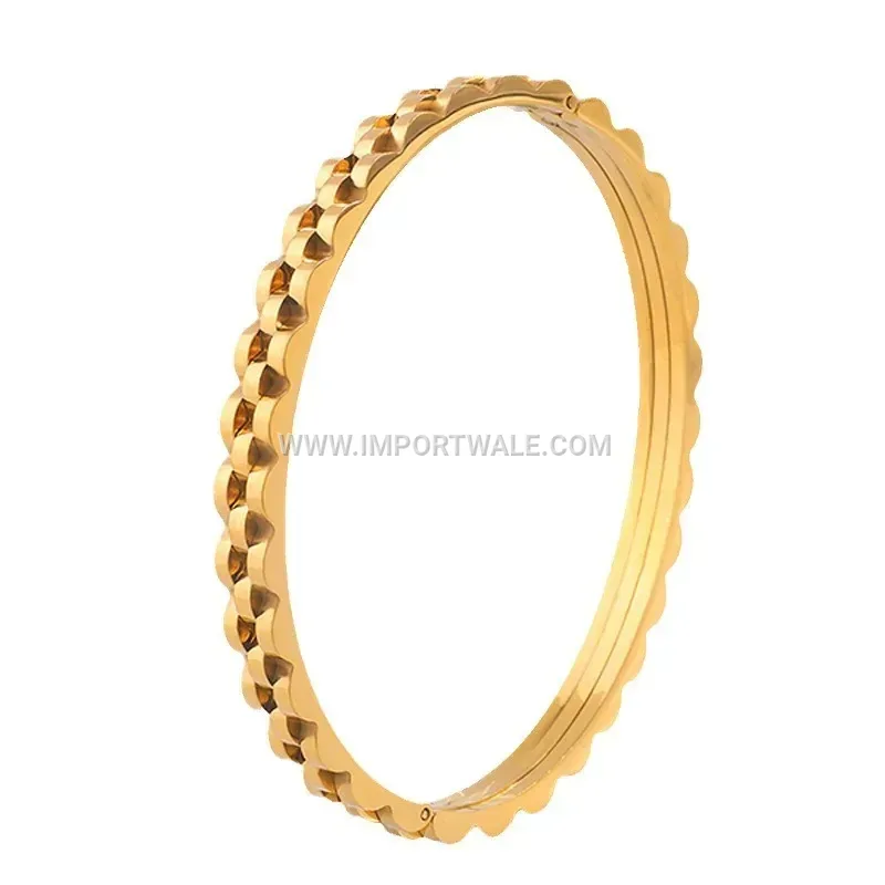 Gold Tone Titanium Steel Strap Link Bracelet