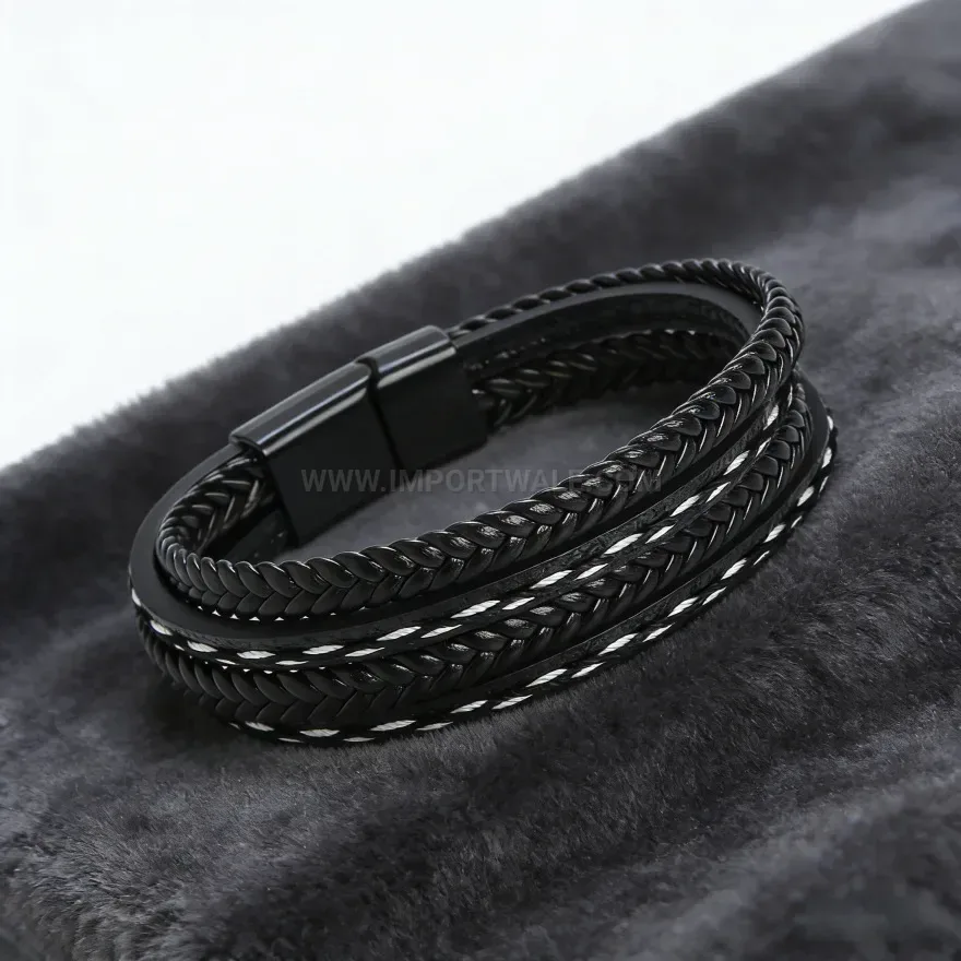 Stylish Handcrafted Multi Strand Leather Braid Bracelet With Magnetic Clasp