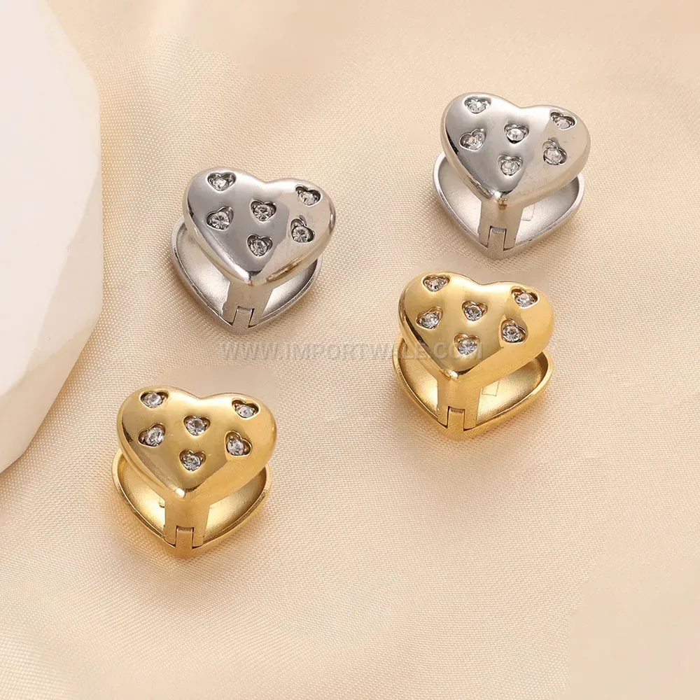 Sleek Heart Shaped Stainless Steel Clip On Earrings