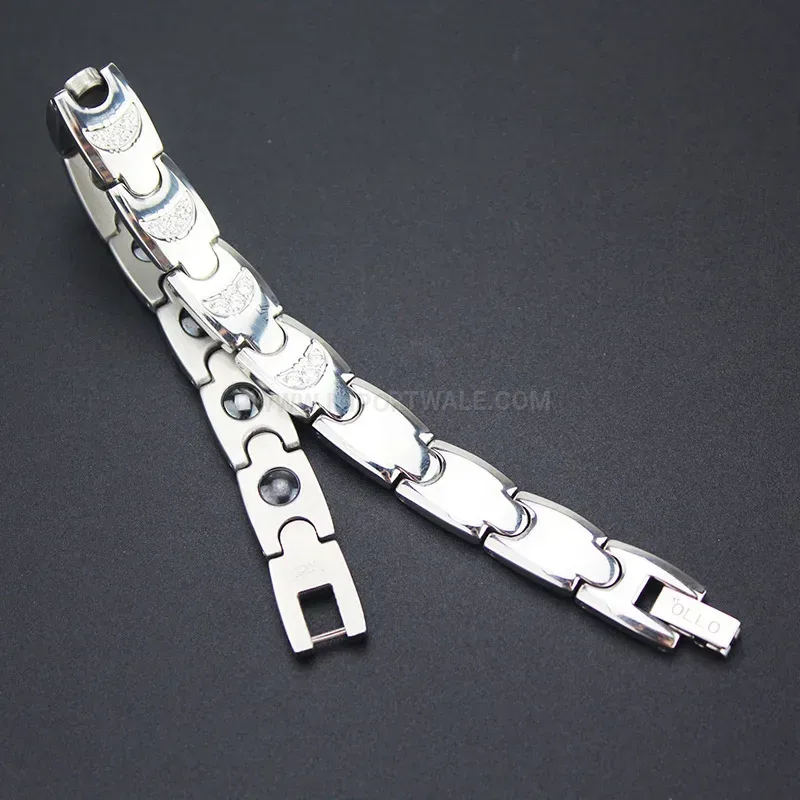 Designer Rhinestone Accent Titanium Steel Bio Magnetic Bracelet