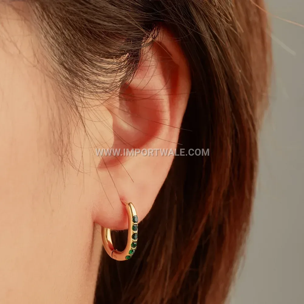 Gold Plated Zircon Micro Inlaid Hoop Earrings