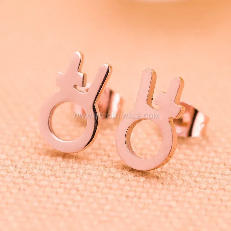 Cute Rose Gold Stainless Steel Rabbit Stud Earrings