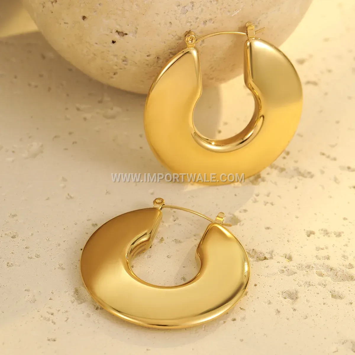 Vintage Style Hollow Gold Tone Titanium Steel Stud Earrings with Zircon