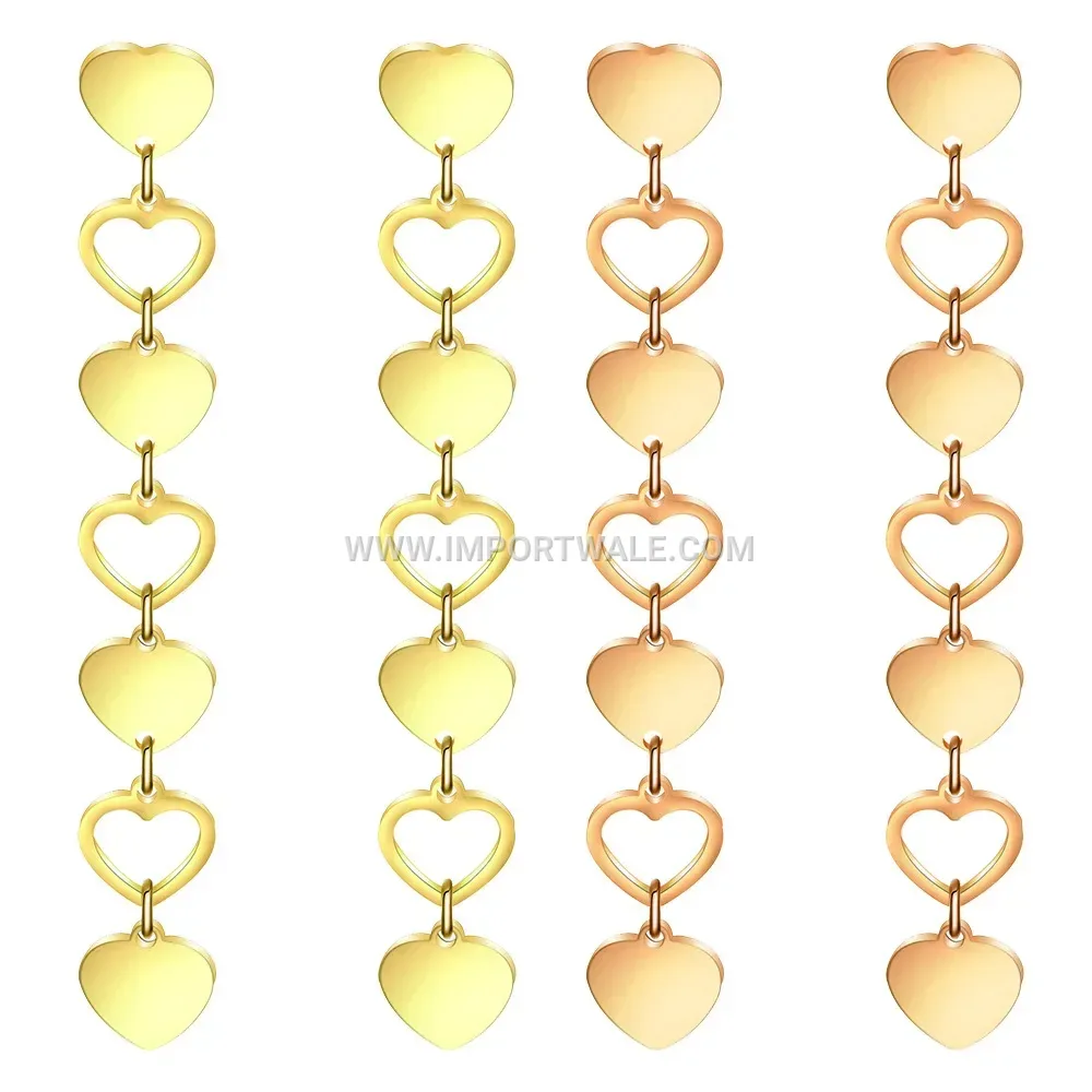Cutout Heart Stainless Steel Long Dangle Earrings