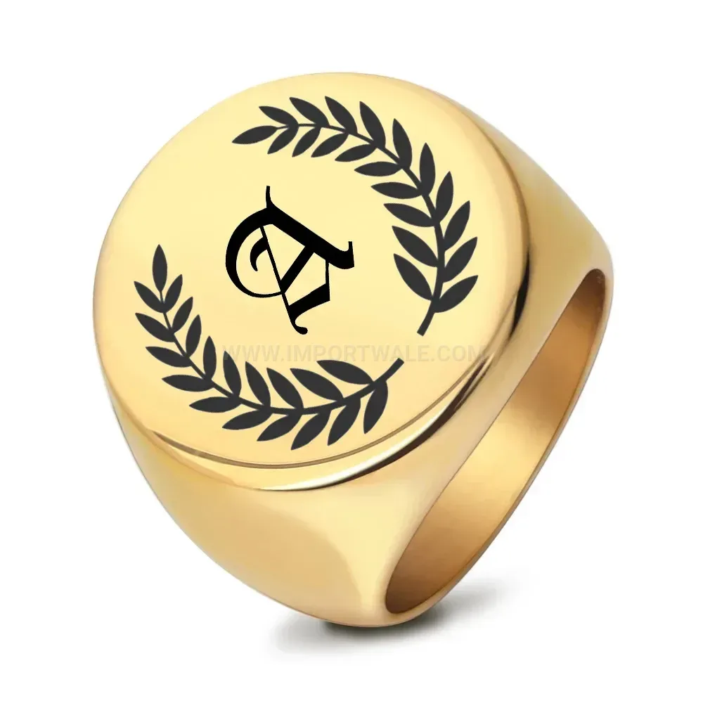 Premium Vintage Engraved Initial Letter Stainless Steel Band