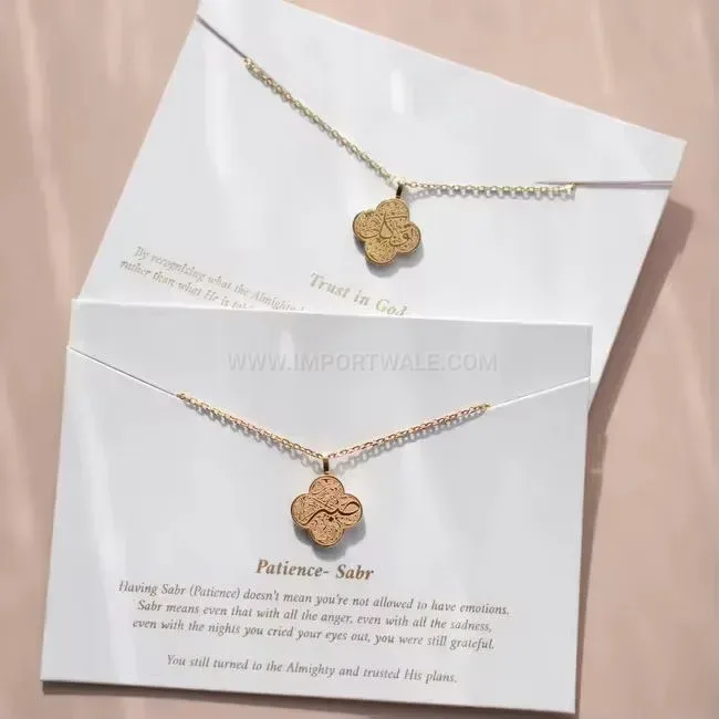Islamic Arabic Calligraphy Clover Pendant Stainless Steel Jewelry