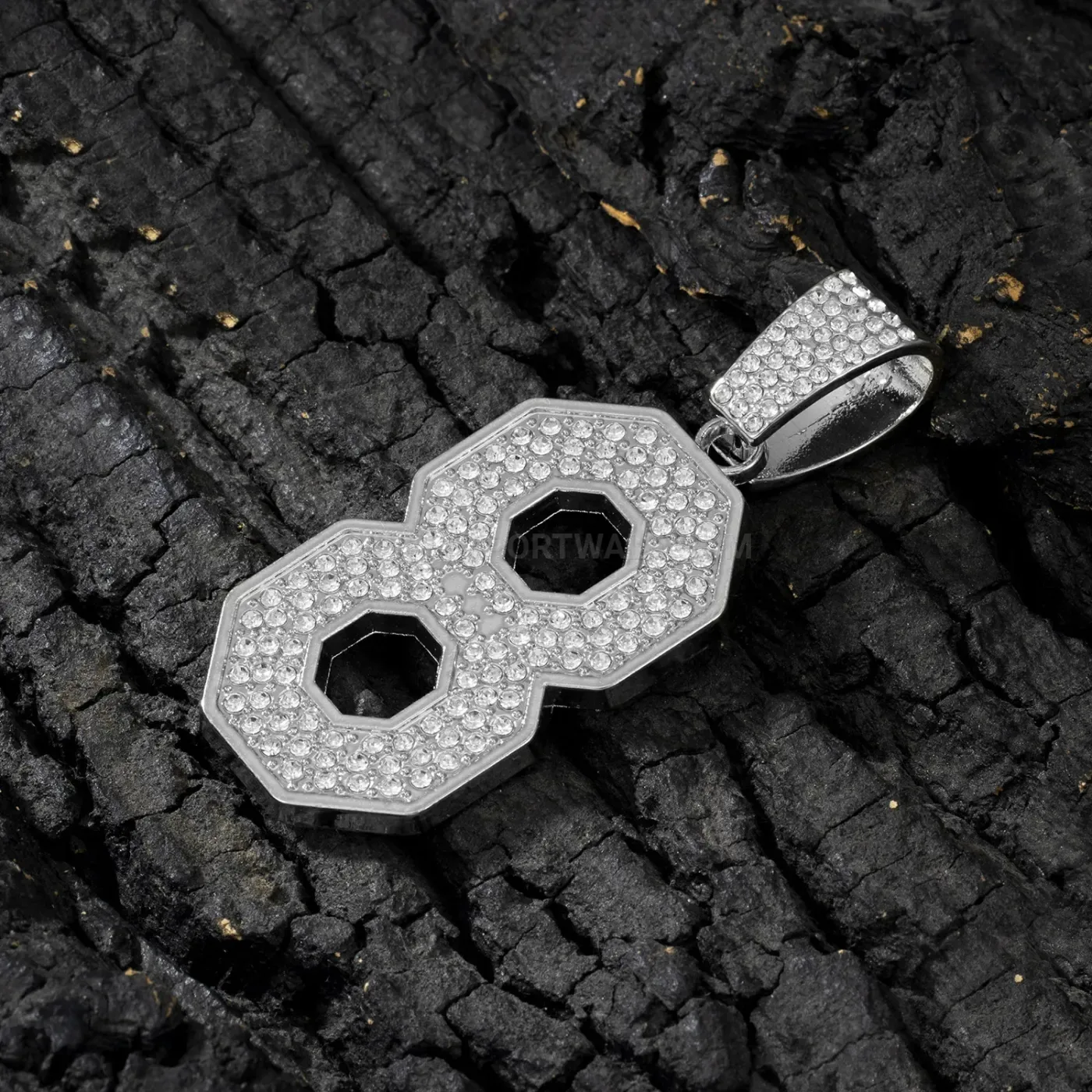 Rhinestone Number 8 Alloy Hip Hop Pendant