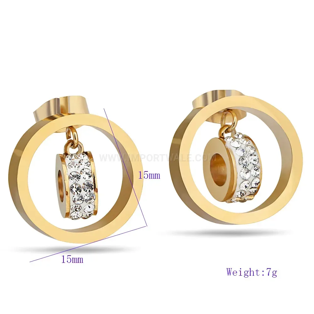 Bold Multi-Layer Cutout Crystal Round Stainless Steel Stud Earrings