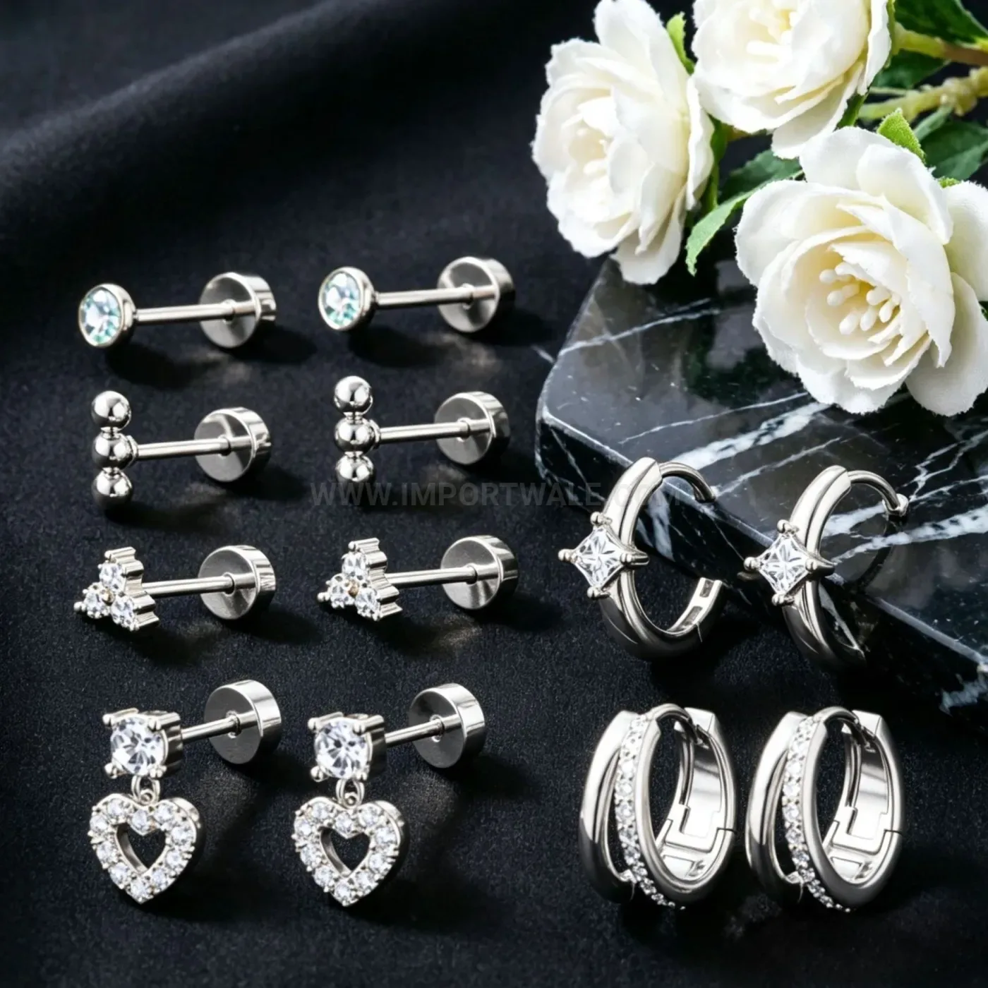 Fashion Stainless Steel Multi-Ear Piercing Stud Set