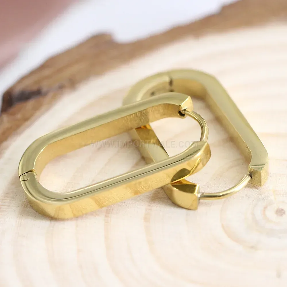 Chic Sleek Hollow Rectangular U-Shaped Stainless Steel Huggie Earrings