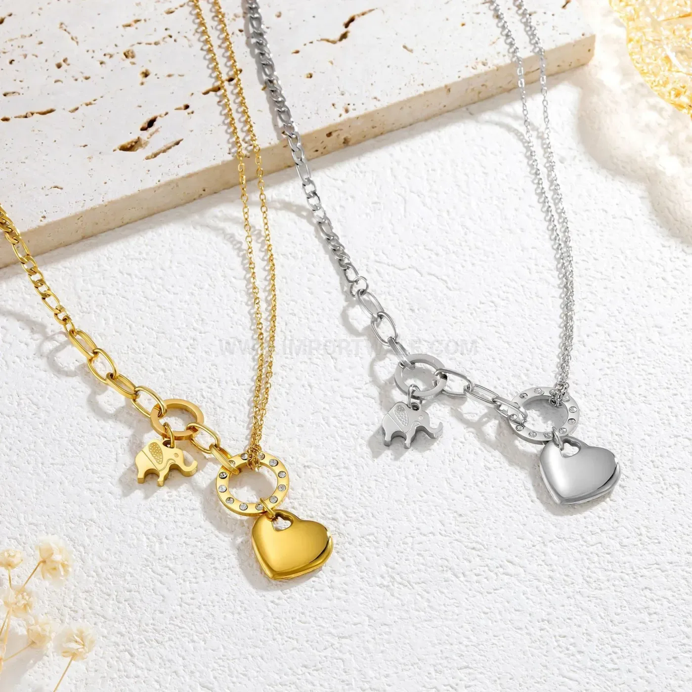 Designer Layered Heart Motif Stainless Steel Pendant Necklace