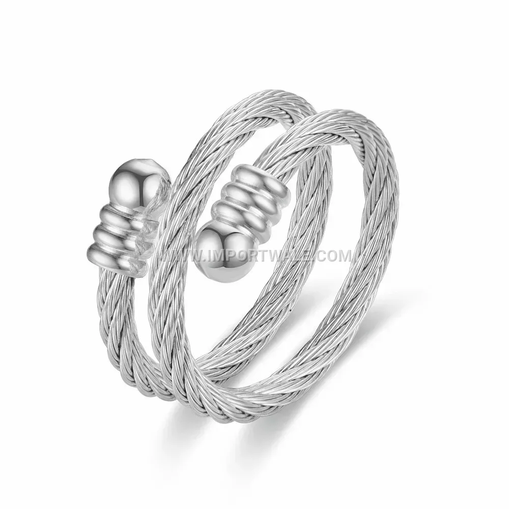 Woven Wire Open Stainless Steel Ring with 18K Gold Finish
