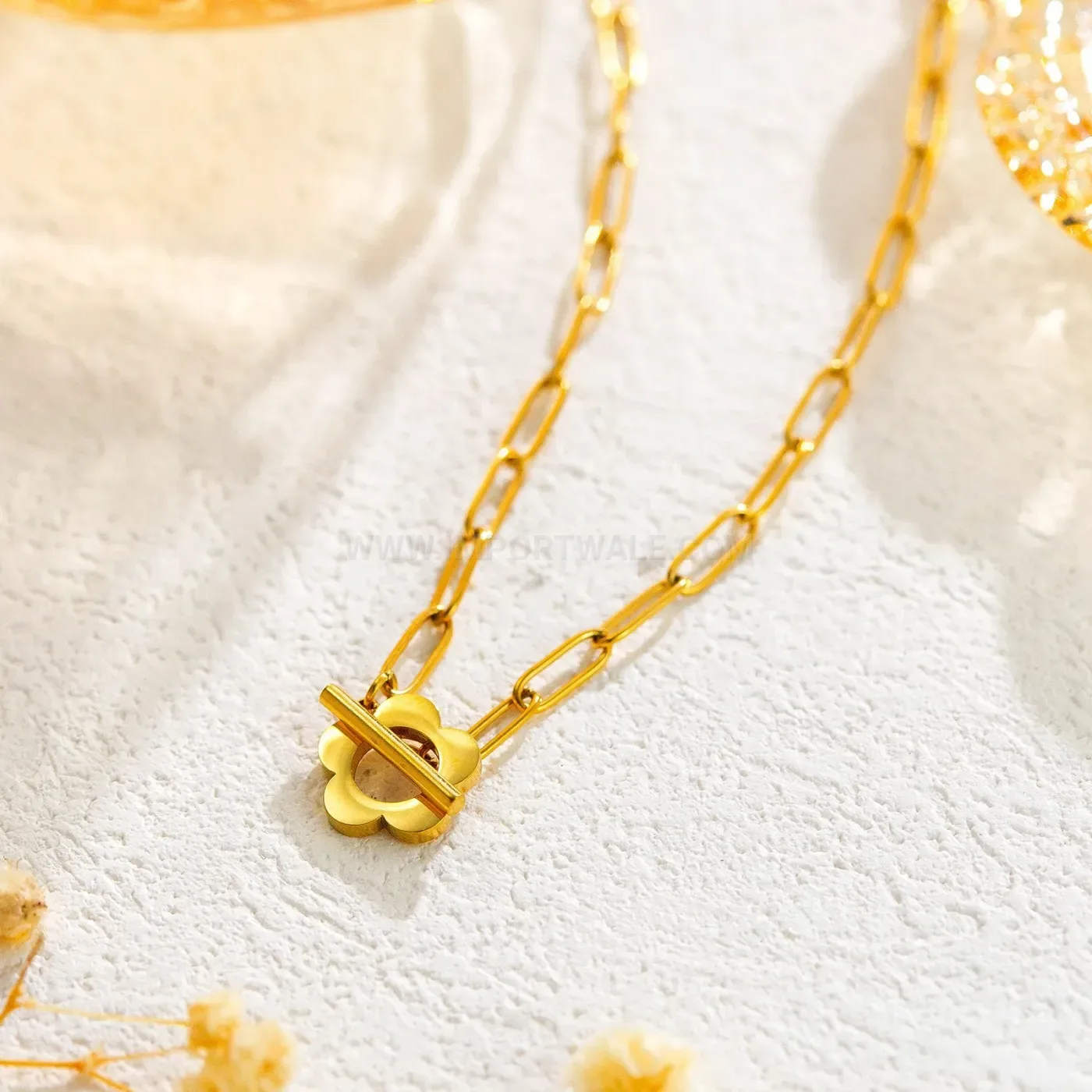 Designer 18K Gold Plated Stainless Steel Floral Jewelry Set