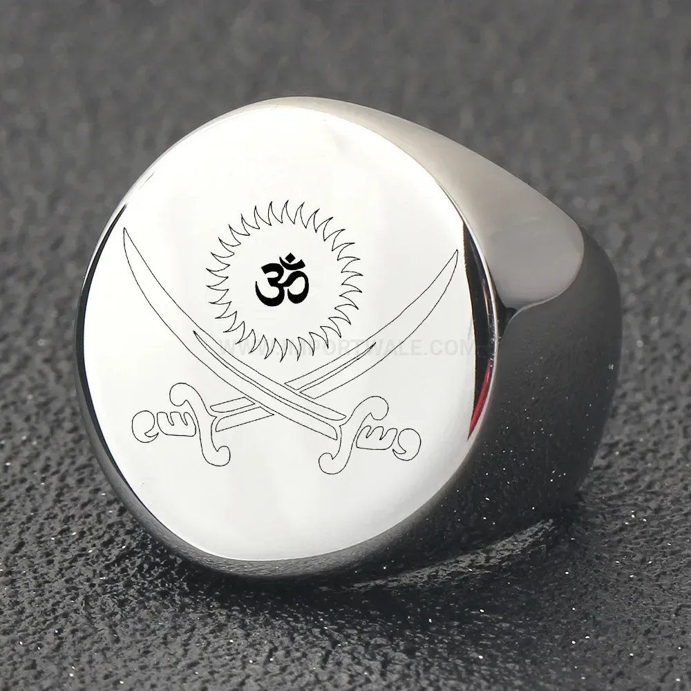 Stylish Laser Engraved Crossed Swords Stainless Steel Signet Ring