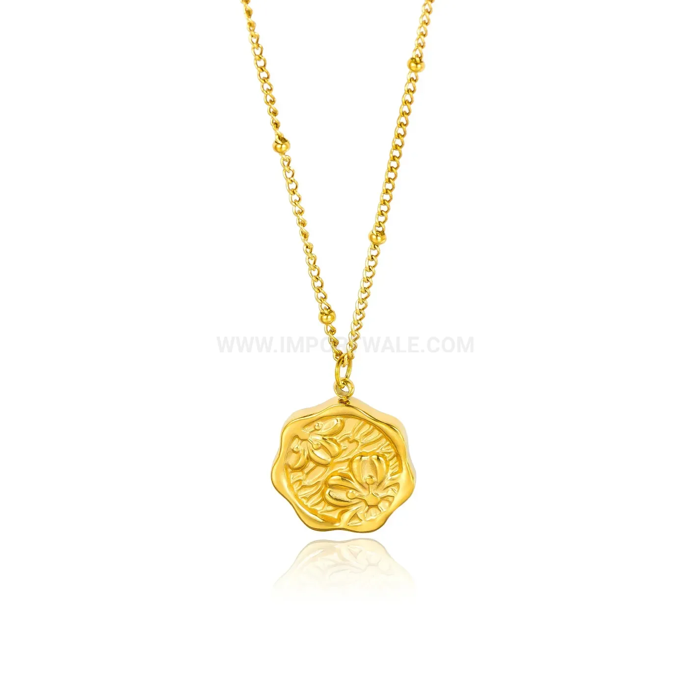 Bold Elegant Peach Blossom Engraved Titanium Steel Collar Necklace
