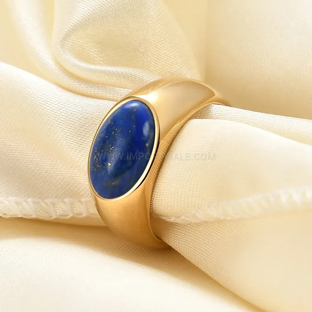 Premium Minimalist Stainless Steel Oval Natural Stone Ring