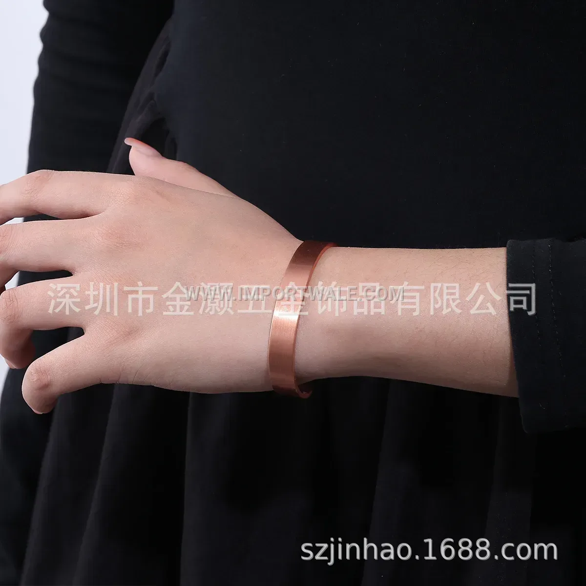 Minimalist Red Copper Magnetic Health Cuff Bracelet and Ring Set