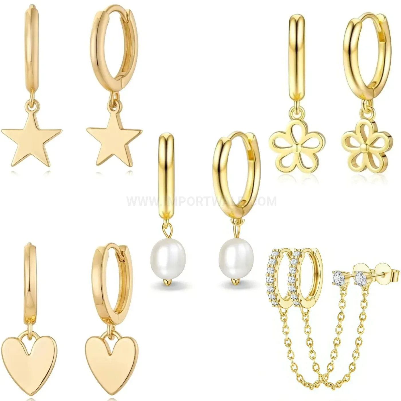 Fashion Minimalist Zircon Chain Stainless Steel Cartilage Piercing Stud Set