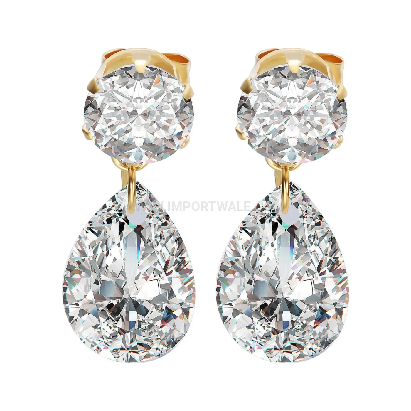 Teardrop Stainless Steel Zirconia Stud Earrings