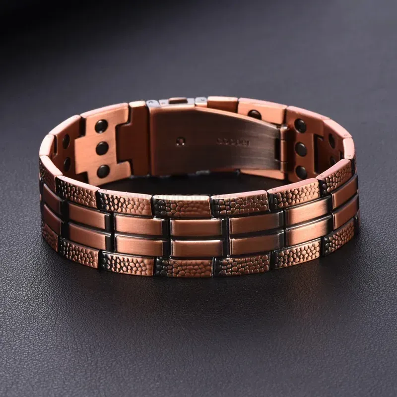 Fashion Vintage Triple-Row Red Copper Magnetic Bio Bracelet