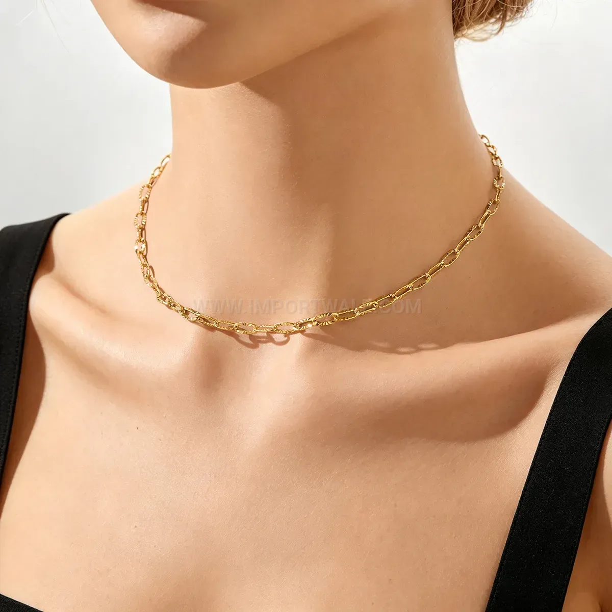 Minimalist Textured Chain Stainless Steel Jewelry Set
