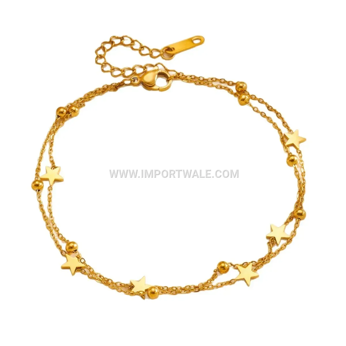 Double Layer Stainless Steel Star Dangle Anklet