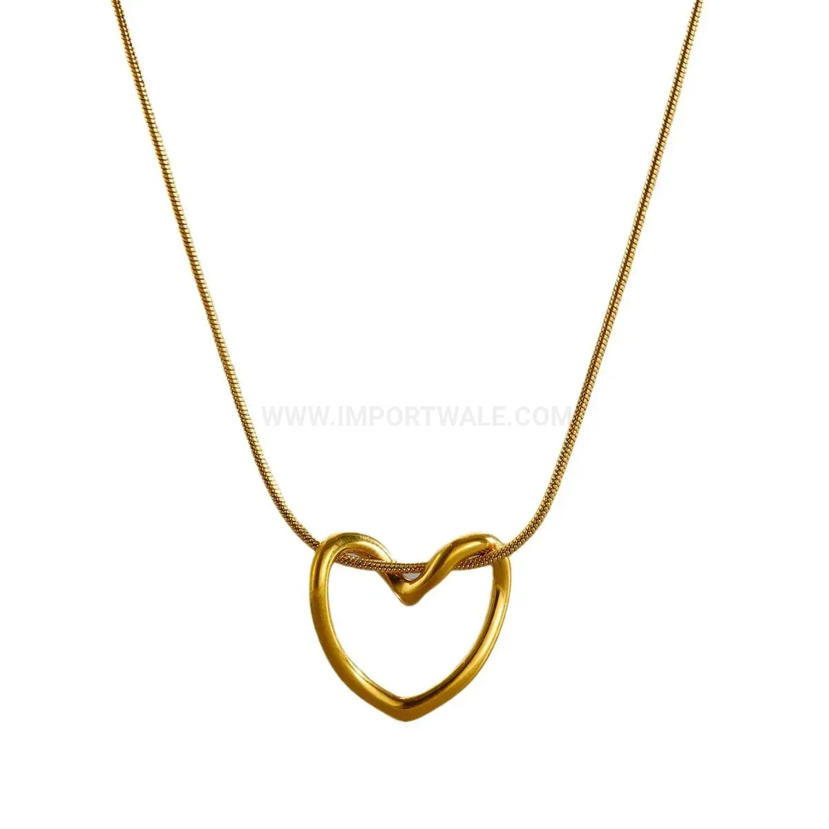 Stylish Hollow Heart Pendant Gold Plated Titanium Steel Choker Necklace