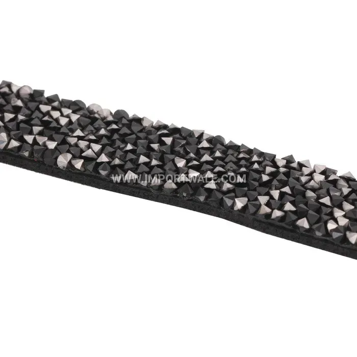 Men's Punk Rhinestone Leather Wristband Cuff Bracelet