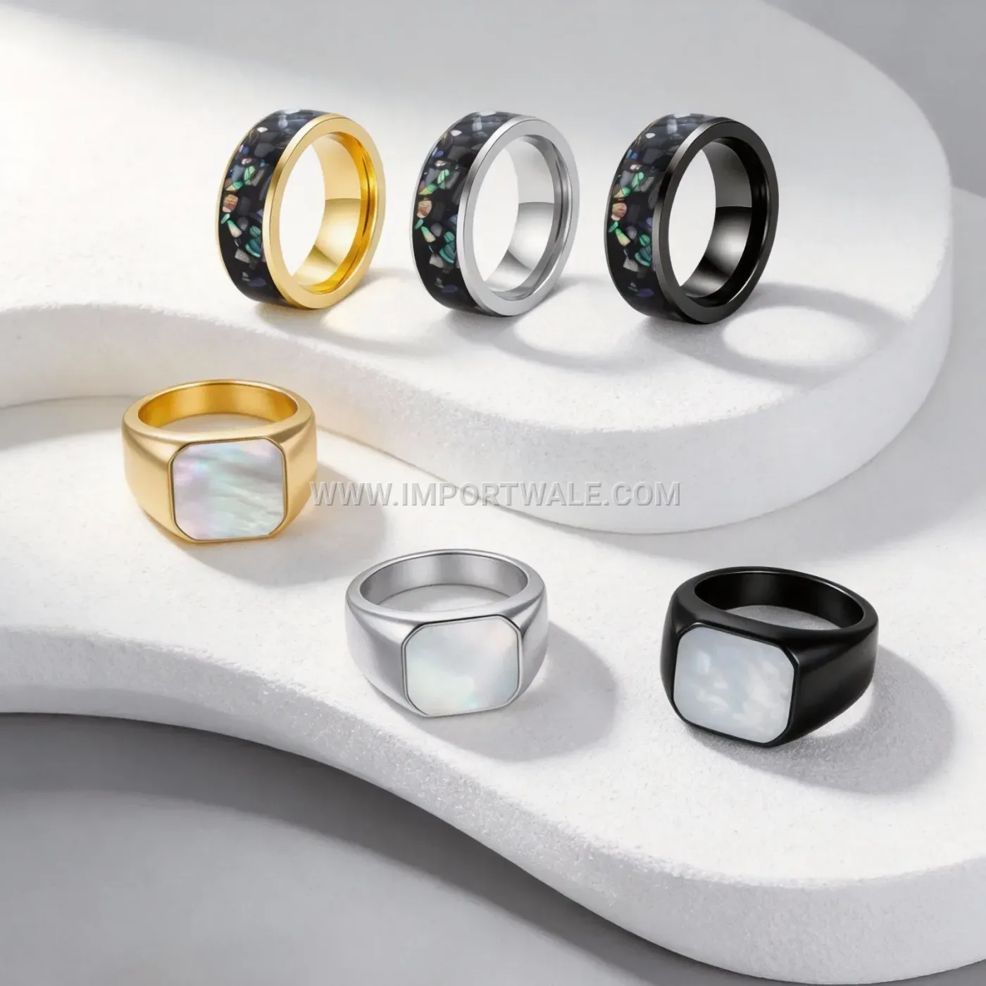 Adjustable Stainless Steel Spinner Ring with Bead Detail