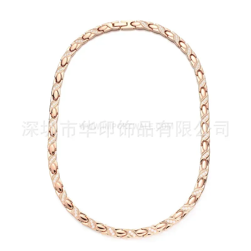 Trendy Stainless Steel Bio Energy Chain Necklace with Crown Motif