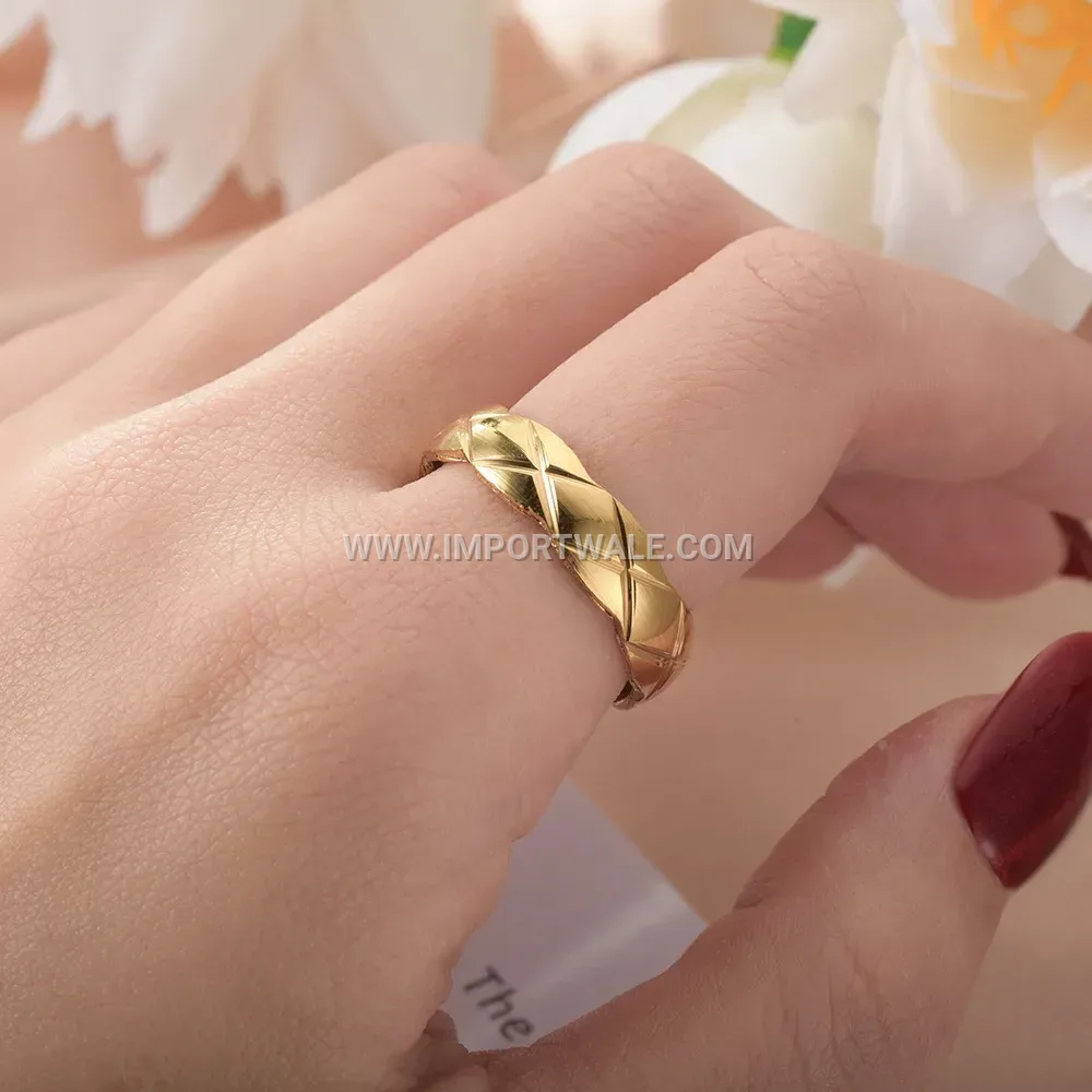 Cut Edge Curved Stainless Steel Geometric Band Ring