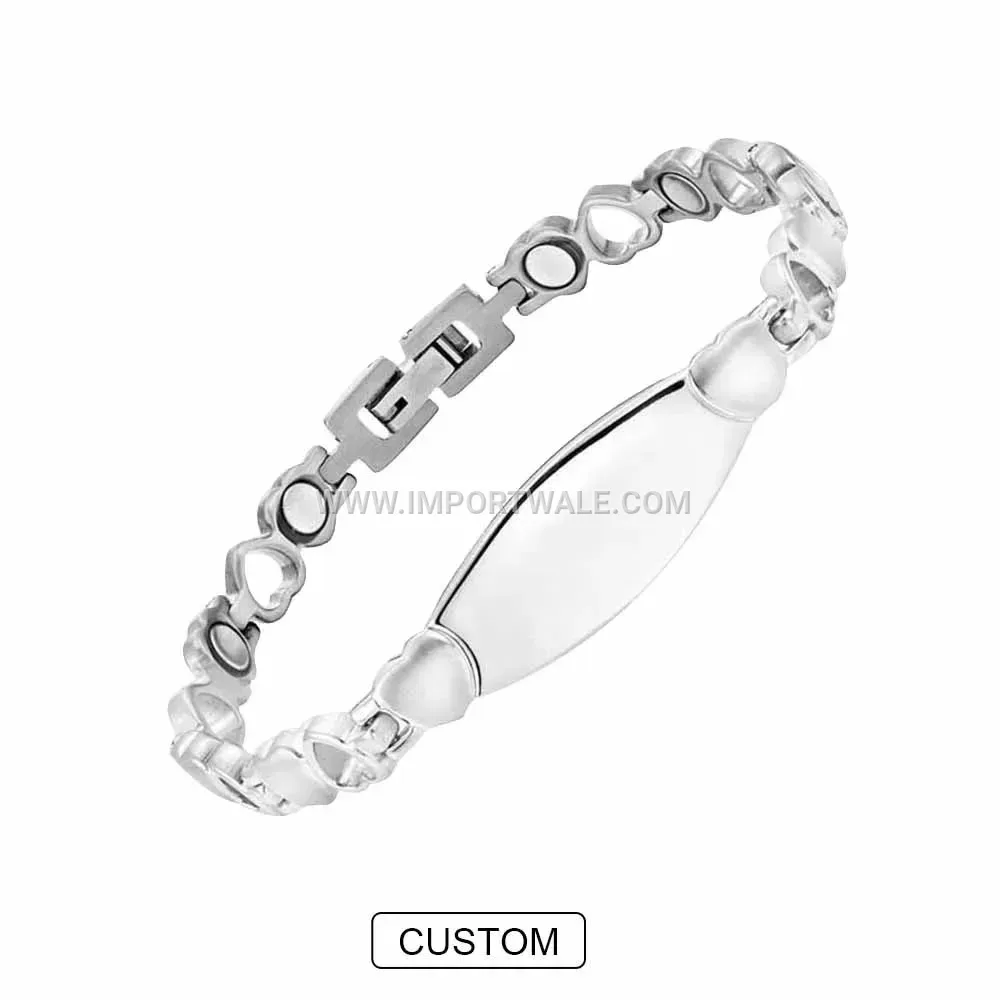 Stainless Steel Heart Charm Magnetic Link Bracelet