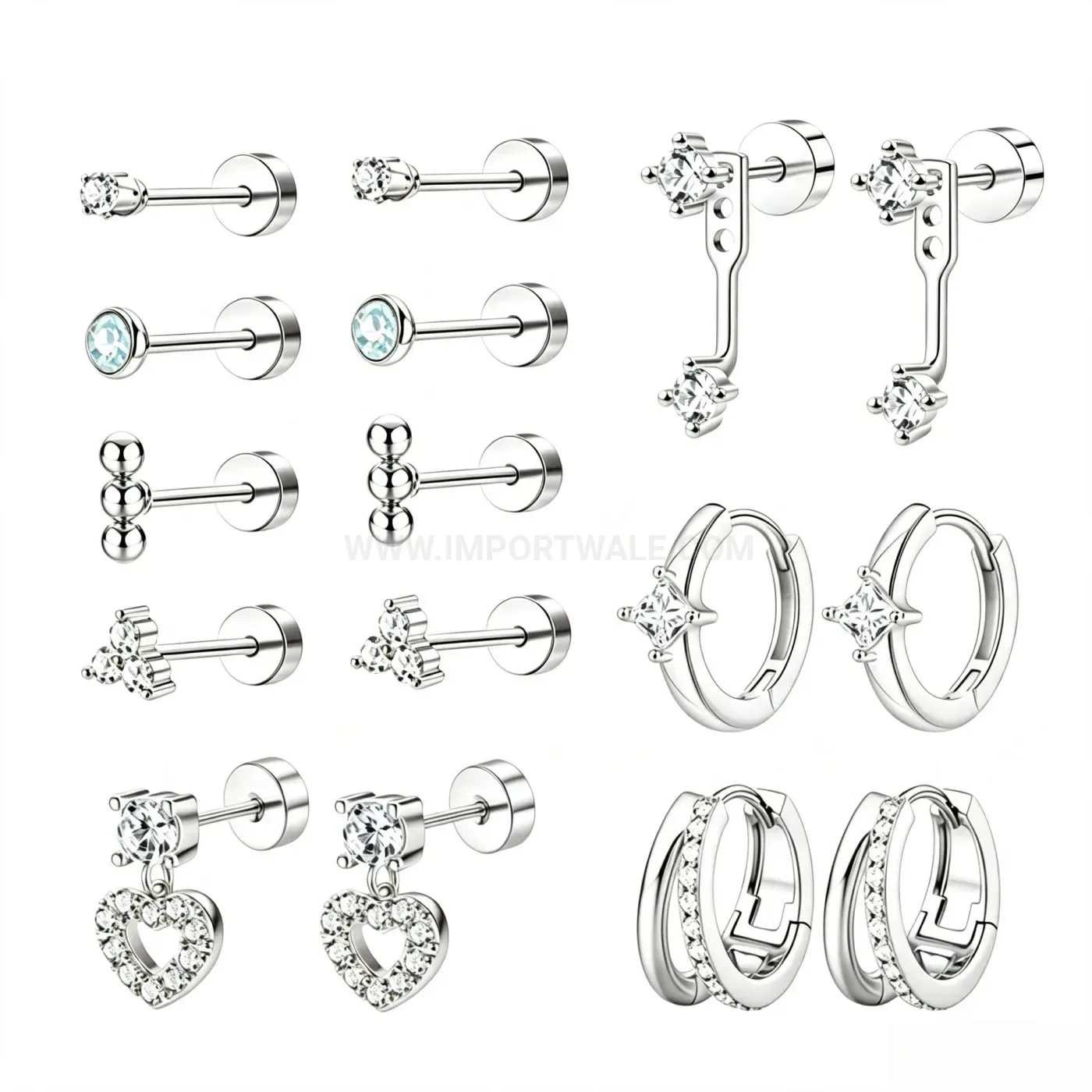 Fashion Stainless Steel Multi-Ear Piercing Stud Set