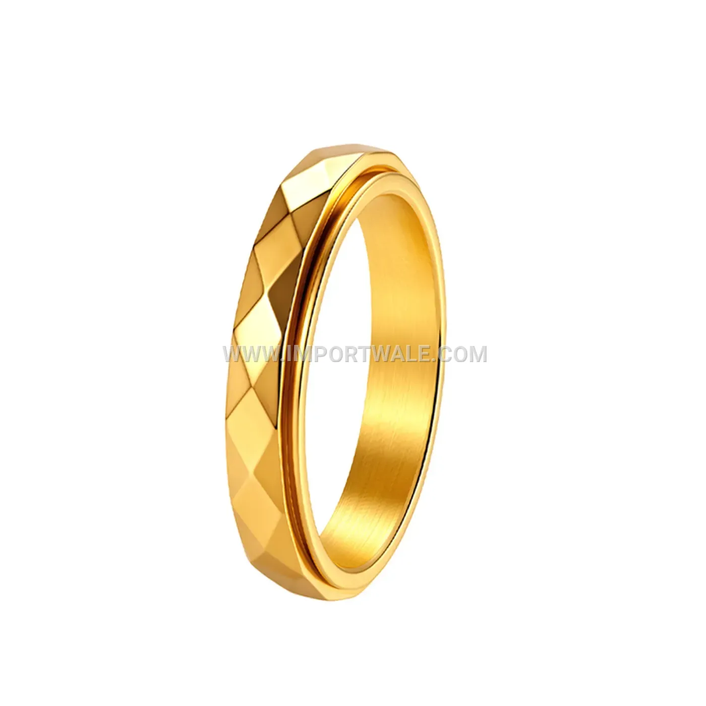 Checkerboard Spinning Stainless Steel Ring with Colored Crystals