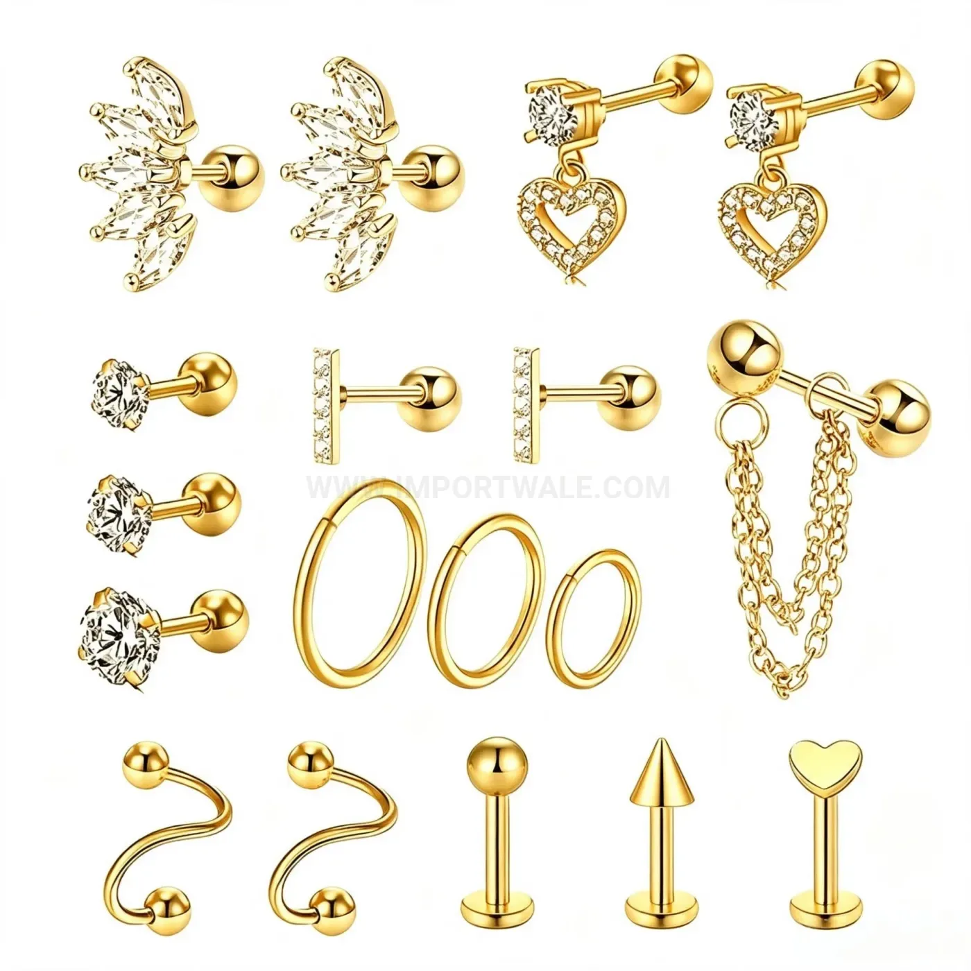 Bold Cubic Zirconia Stainless Steel Piercing Nose Ring