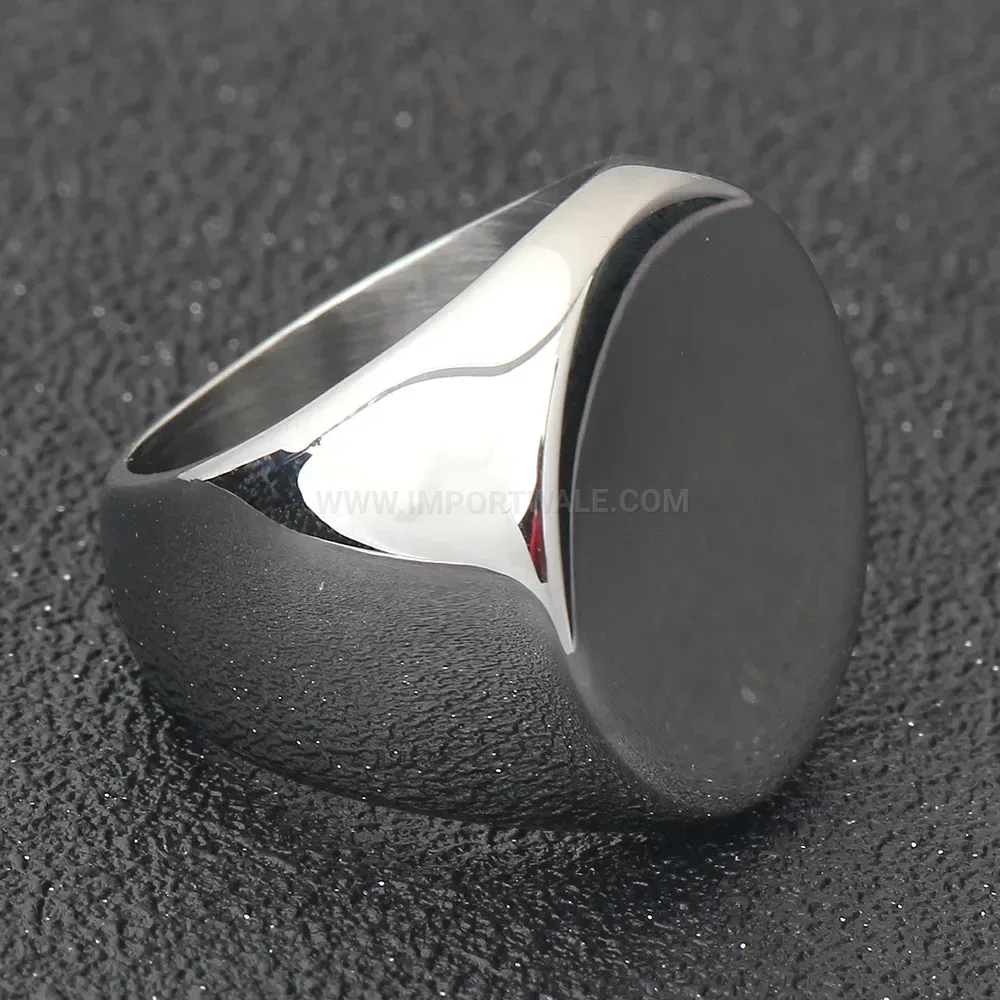 Elegant Engraved Zodiac Round Face Stainless Steel Band Ring