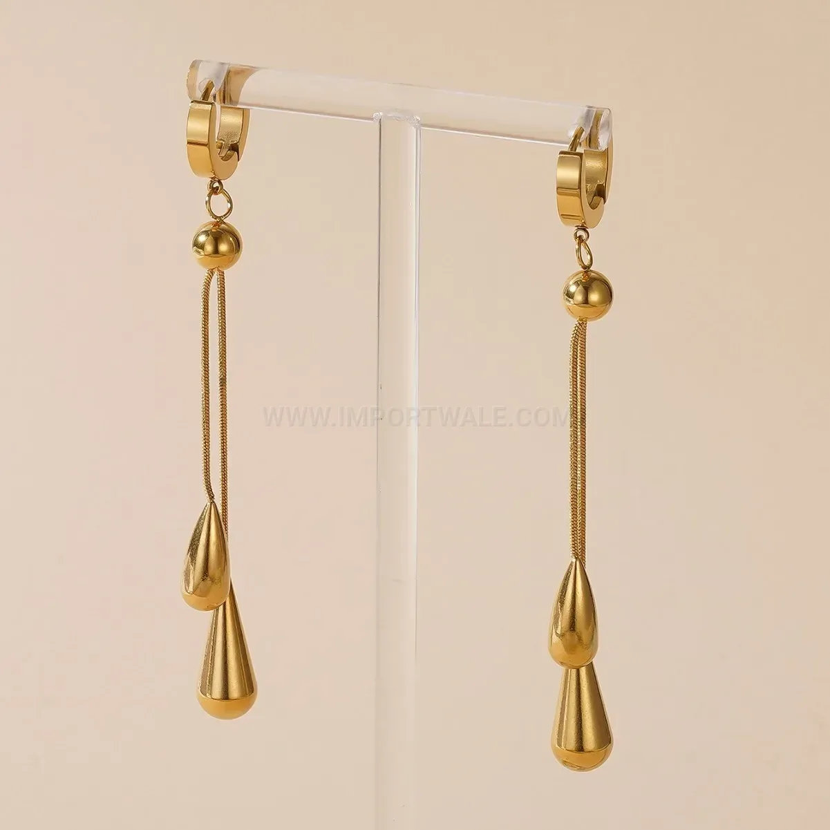 Stylish Sleek Teardrop Fringe Snake Chain Necklace And Earrings Set