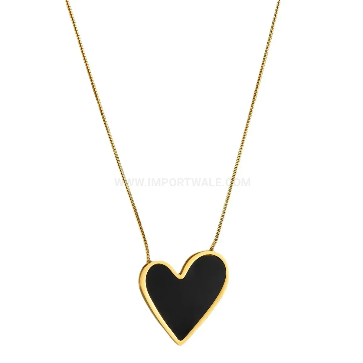 Fashion Heart Acrylic Pendant Stainless Steel Snake Chain Necklace