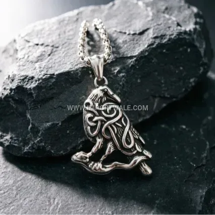 Norse Mythology Odin Raven Stainless Steel Pendant