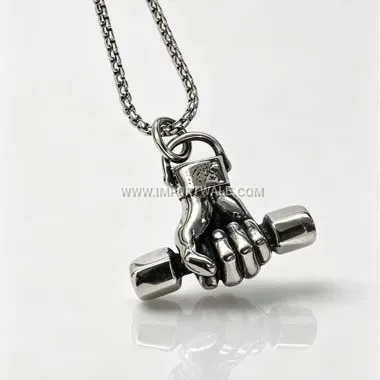Retro Dumbbell Stainless Steel Pendant