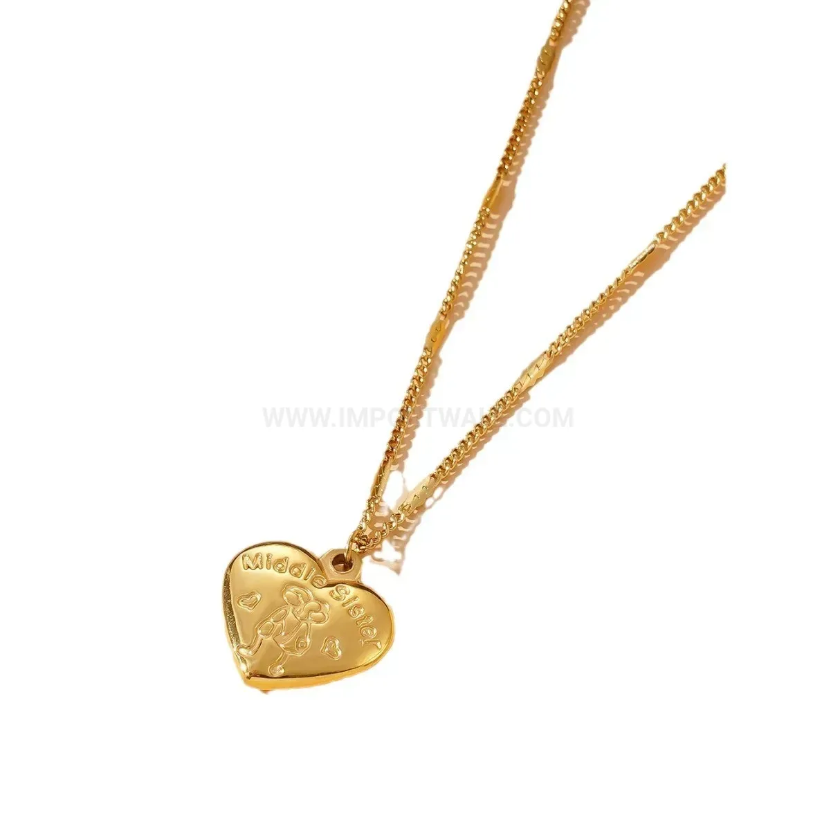 Elegant Titanium Steel Heart Charm Pendant Clavicle Necklace